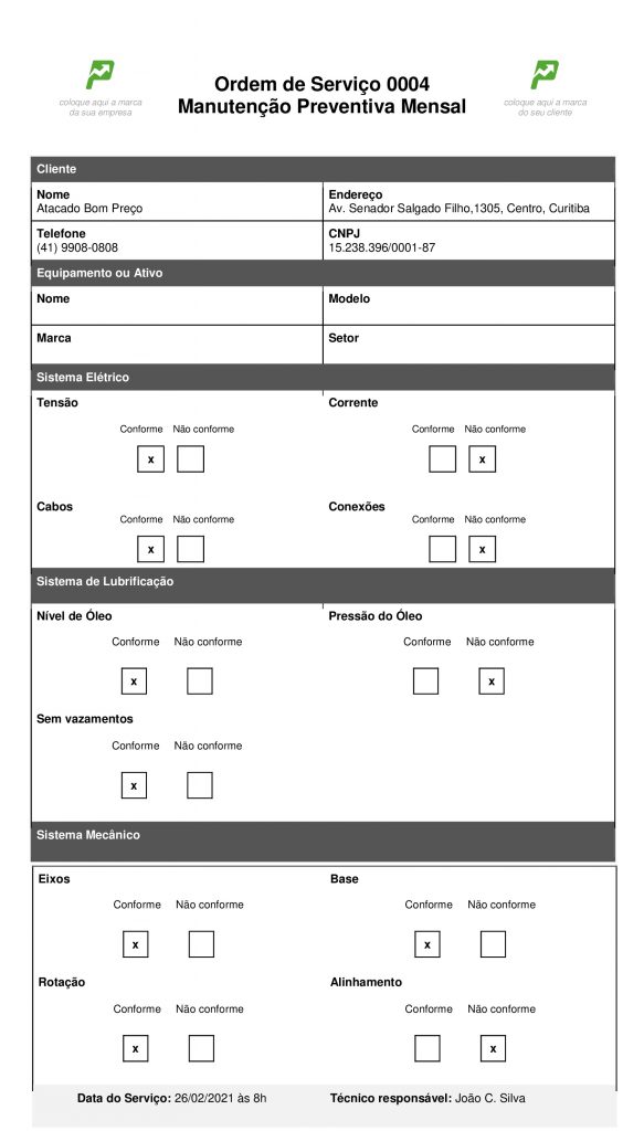 Modelo de Ordem de Serviço Word com Checklist