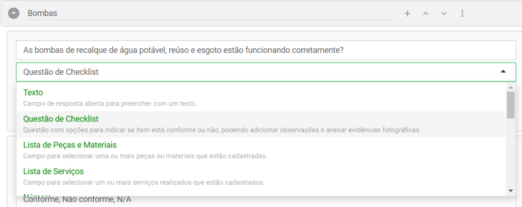 Exemplo de como funciona a criação de checklist no produttivo