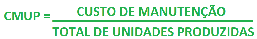 Fórmula de como é calculado o CMUP, sendo: CMUP = Custo de Manutenção / Total de Unidades Produzidas