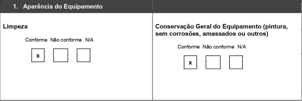 Checklist Manutenção Preventiva - Estado Geral do Equipamento