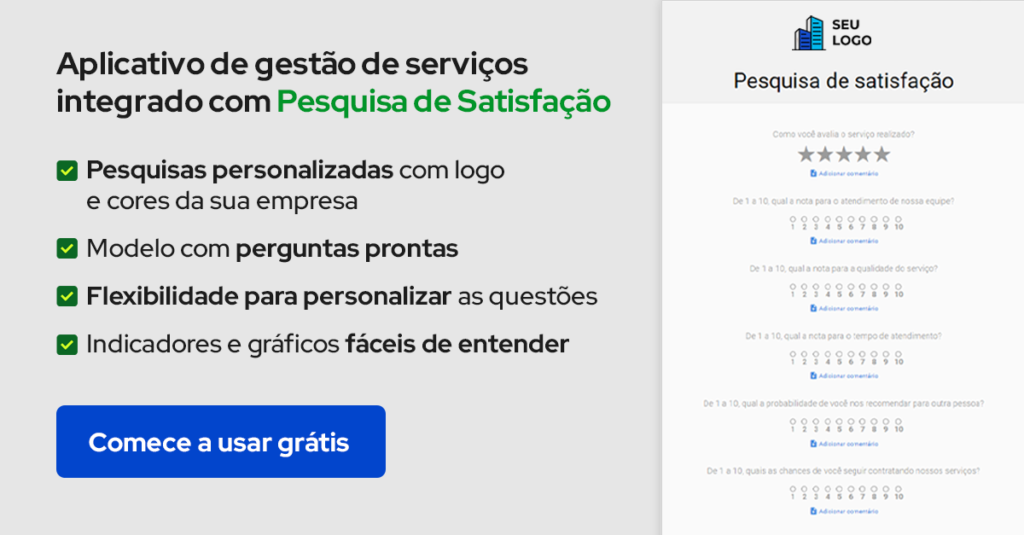 Aplicativo de gestão de serviços integrado com pesquisa de satisfação 