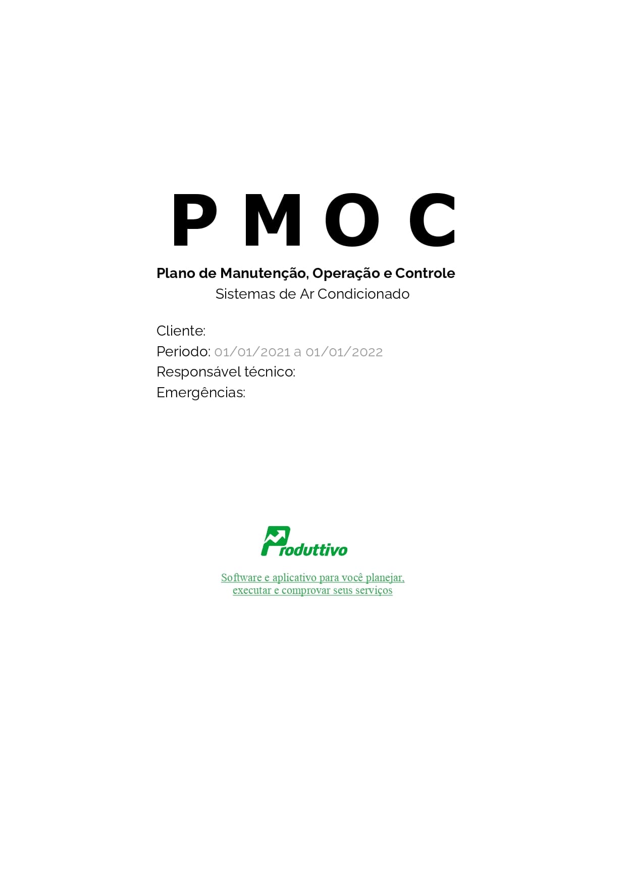 Exemplo de modelo de PMOC em Excel pronto para baixar, página 01