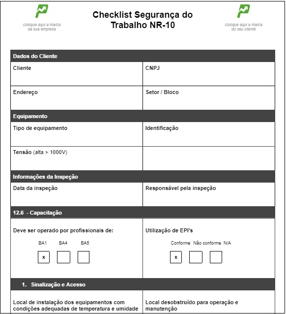 Modelo de checklist NR10 | Produttivo