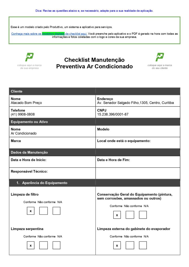 Exemplo de laudo técnico ar condicionado 