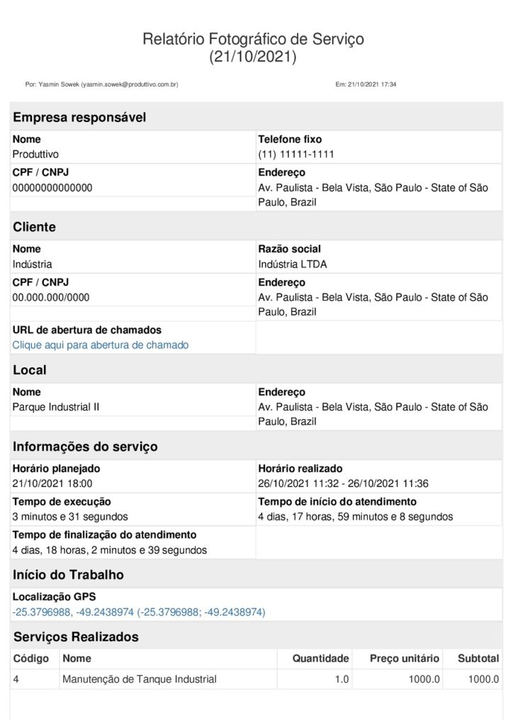 Relatório de prestação de serviços relatório fotográfico pg 01