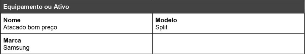 Exemplo de ordem de serviço com descrição dos dados do equipamento 