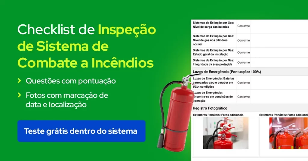 Checklist de inspeção de Sistema de Combate a Incêndios digital para usar dentro do sistema do Produttivo