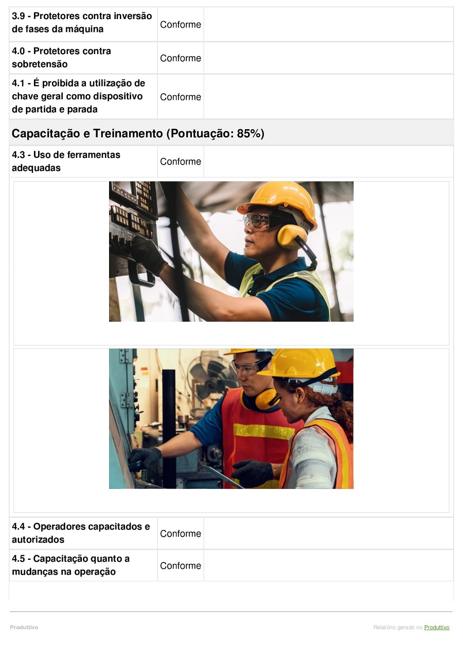 Modelo de checklist NR 12 digital gerado no Produttivo página 03