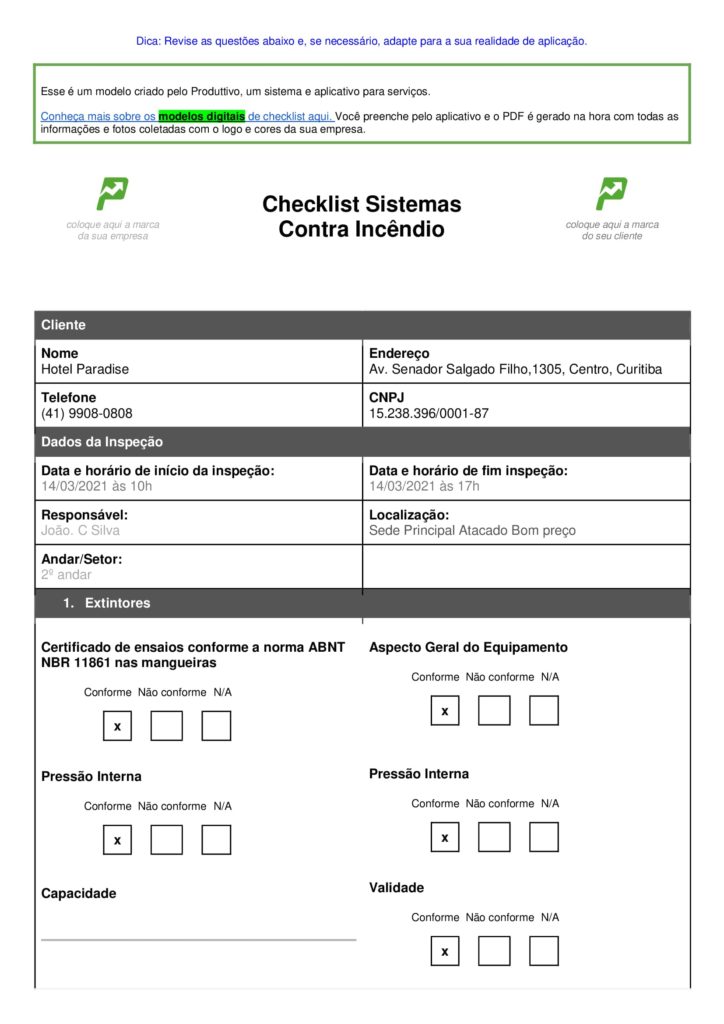 checklist segurança do trabalho sistema contra incêndio 01