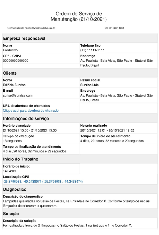 check list ordem de serviço