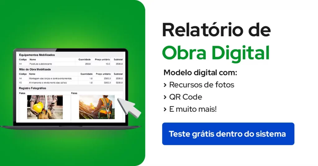 Relatório de Diário de Obra para usar dentro do sistema do Produttivo