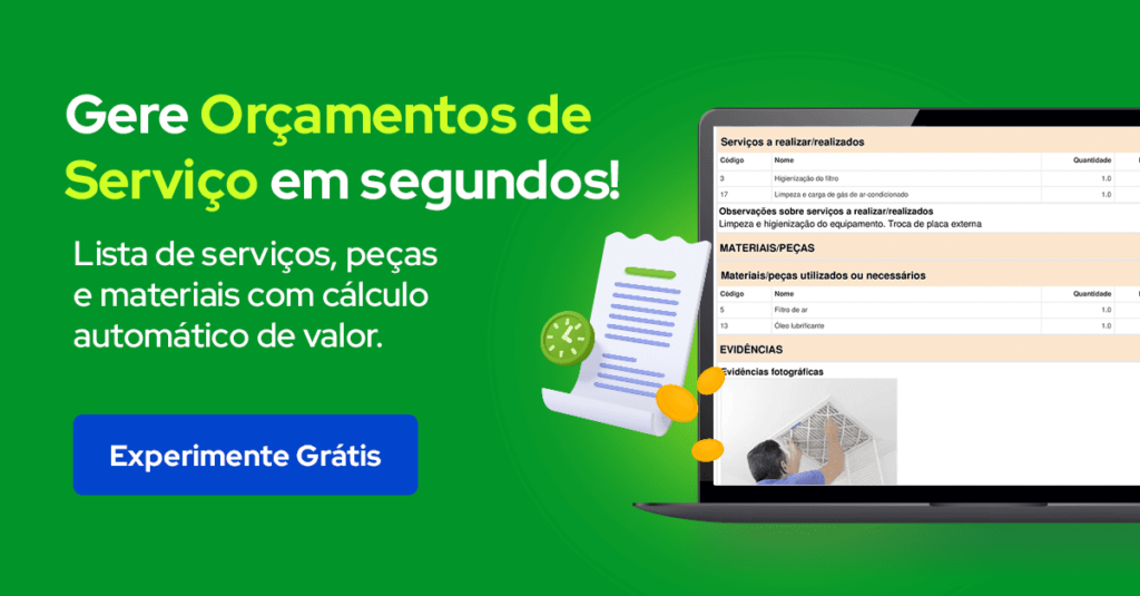 Orçamento de Serviço digital para usar grátis 