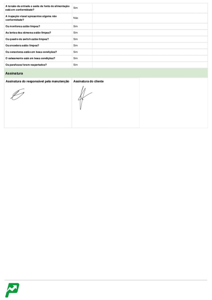 Modelo digital de checklist de manutenção CFTV 02