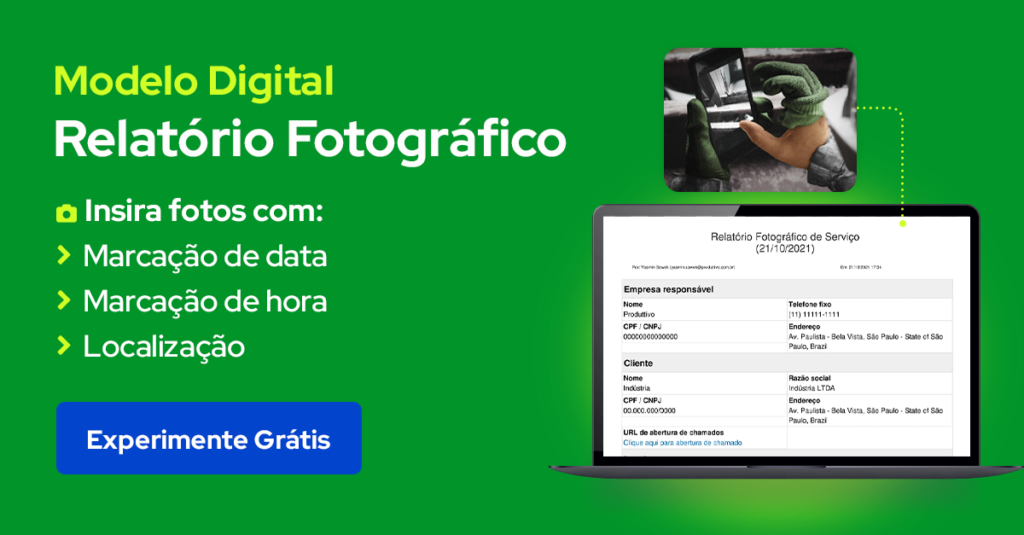 modelo de relatório fotográfico digital para usar em aplicativo 