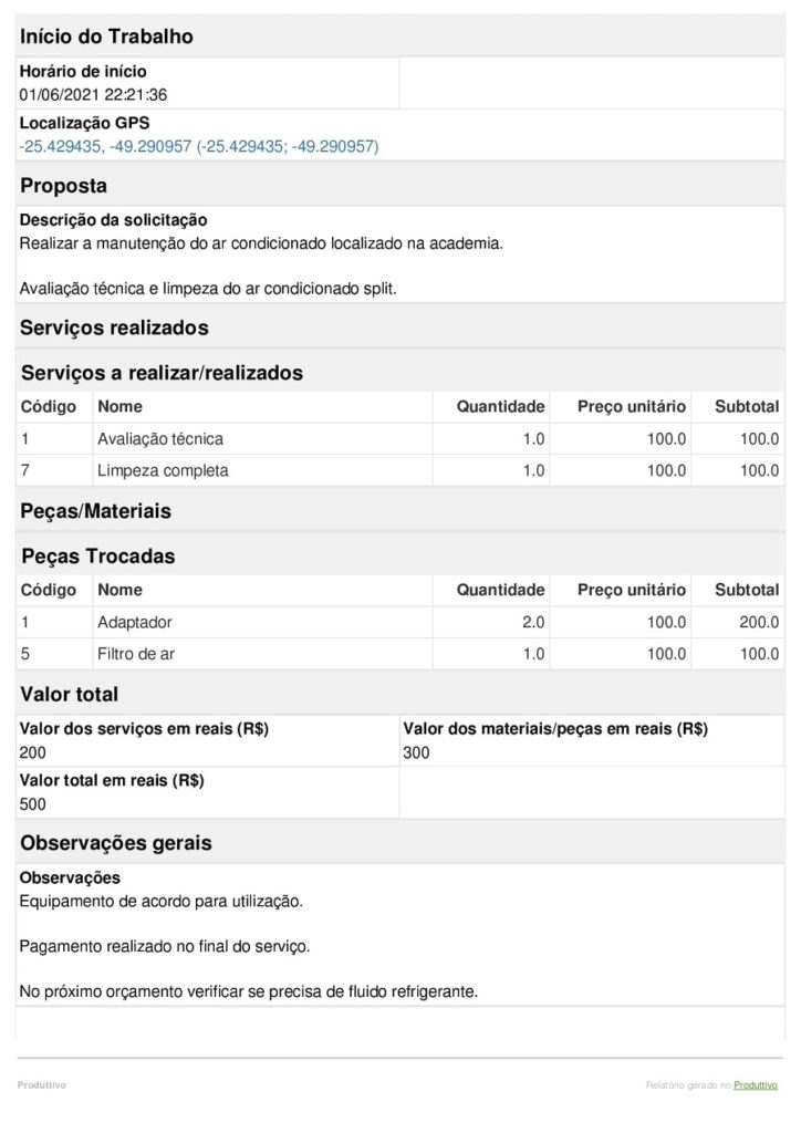 exemplo de orçamento de serviço gerado em aplicativo 02