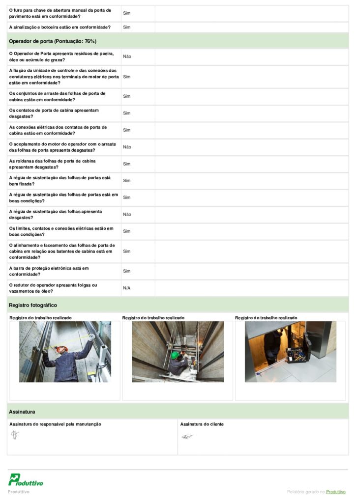 modelo de checklist manutenção de elevadores página 04