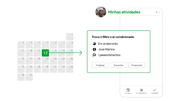 Exemplo 02 de como funciona o painel de atividades do aplicativo do Produttivo 