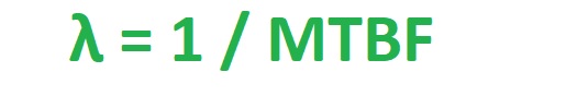 Fórmula para calcular a taxa de falhas. É calculada da seguinte forma: λ = 1/MTBF