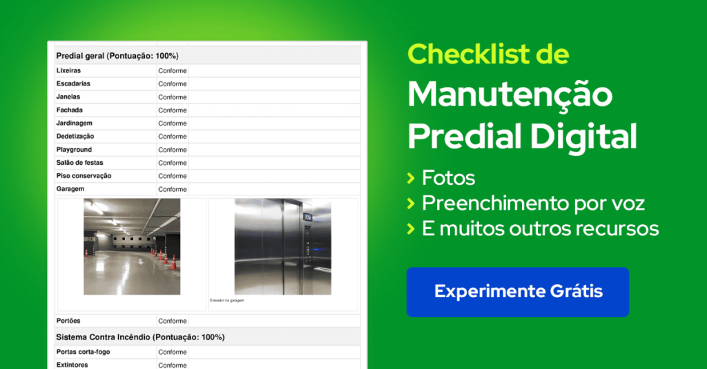 Checklist de Manutenção Predial Digital para usar em aplicativo