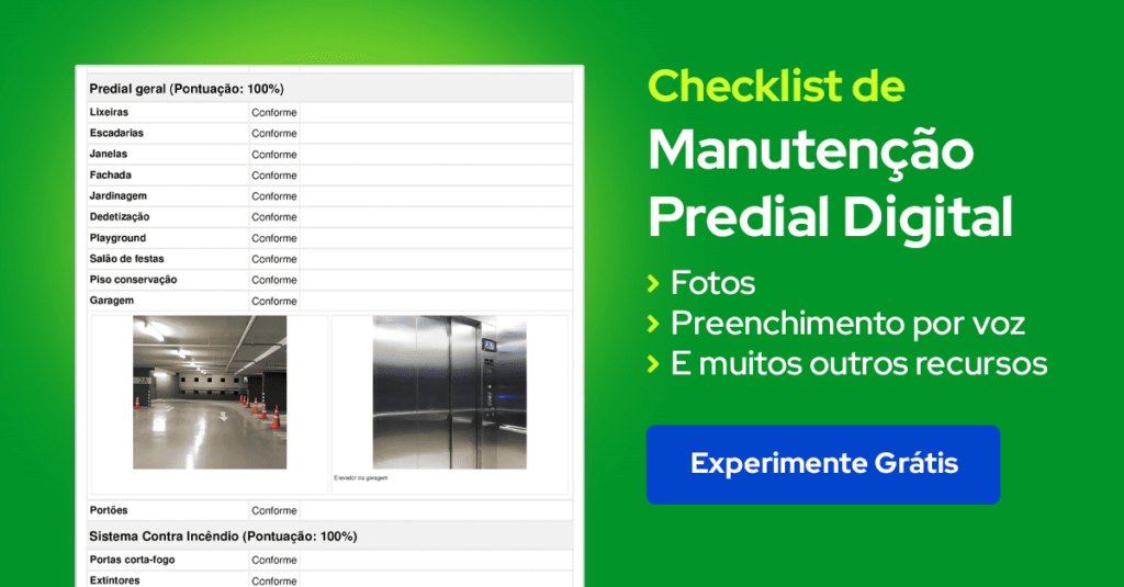 Modelo digital de checklist de manutenção predial para usar em sistema 