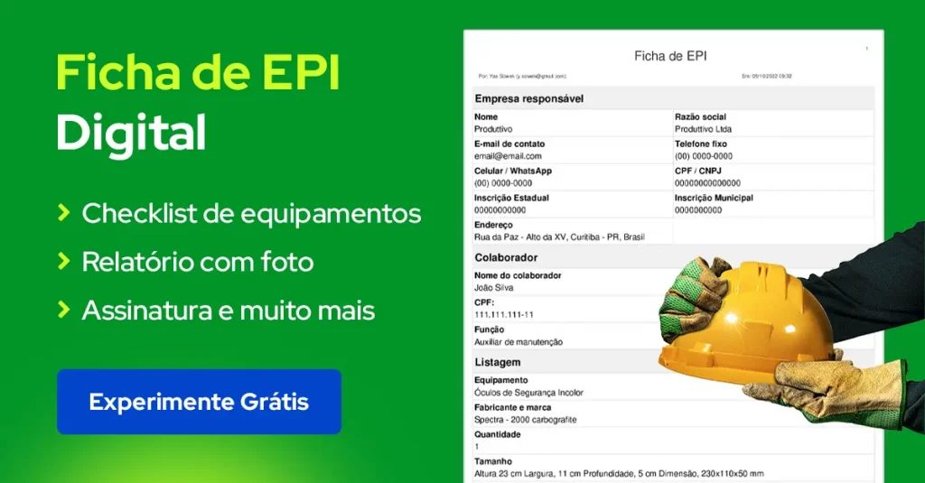 Ficha de EPI para usar digitalmente