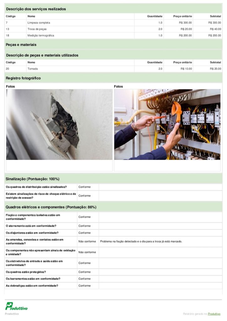 Modelo Ordem de serviço eletricista predial digital gerado em app página 02