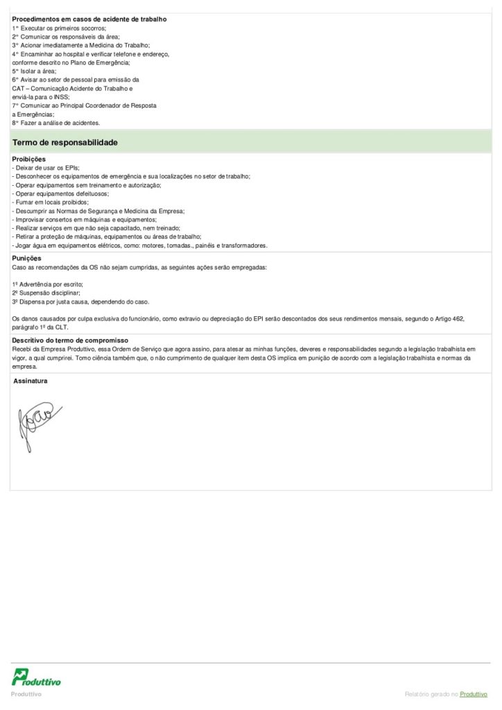 Modelo Ordem de serviço segurança do trabalho eletricista gerado em app página 02