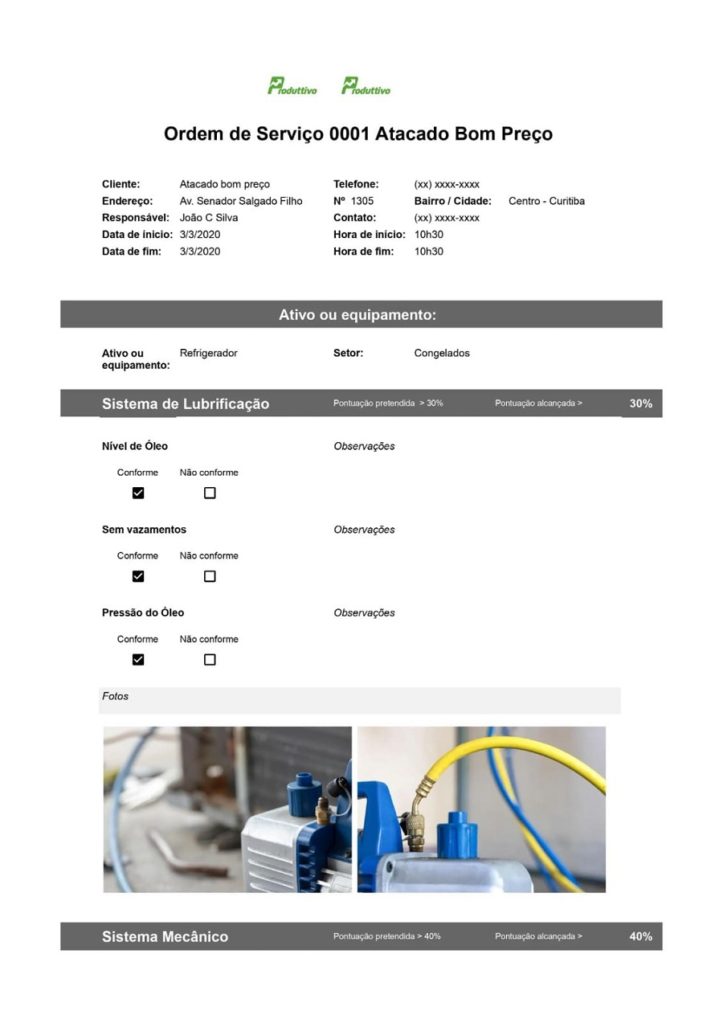 Modelo ordem de serviço eletricista em excel página 01