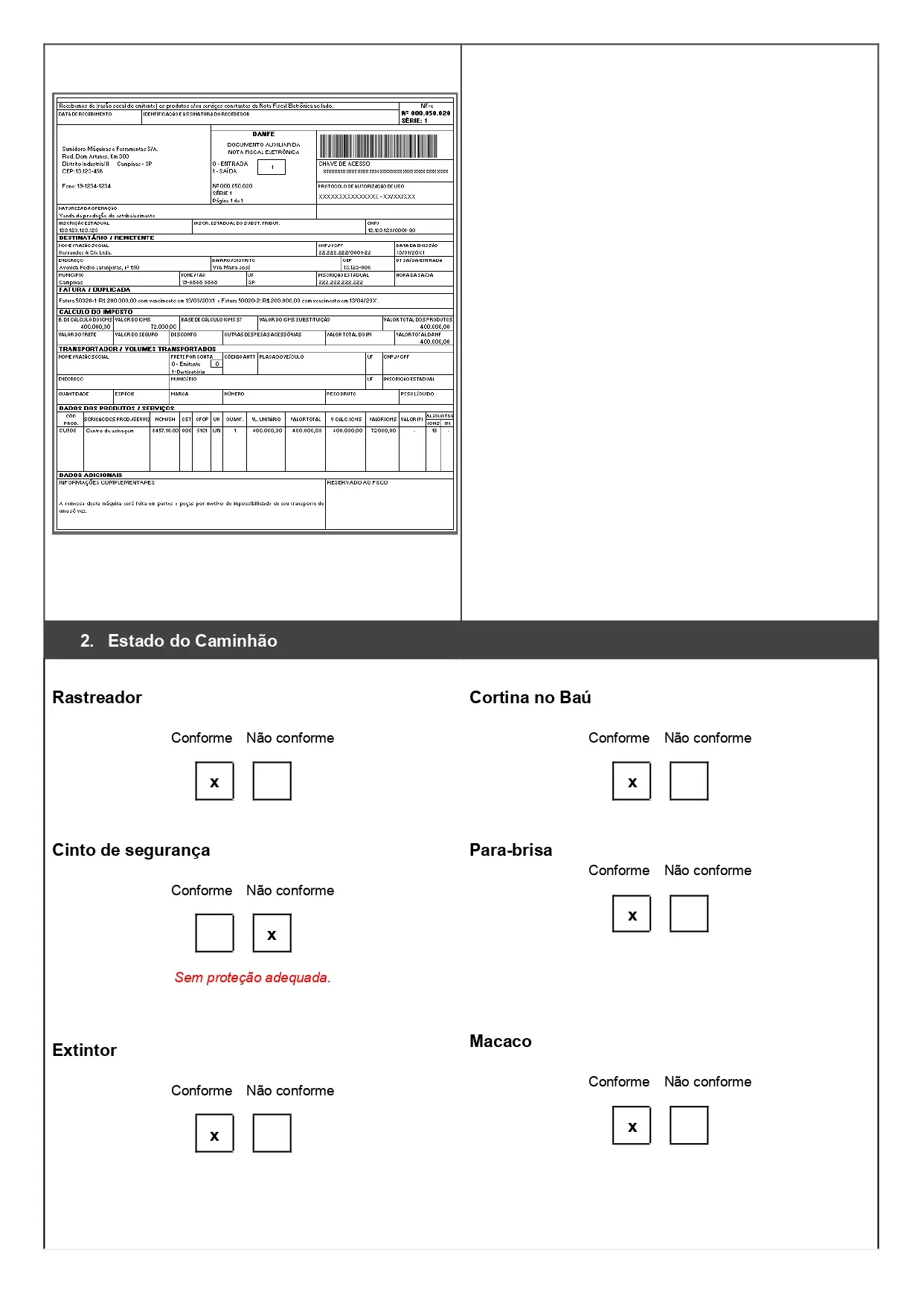 Exemplo de check list de veículos em Word para baixar de graça 03