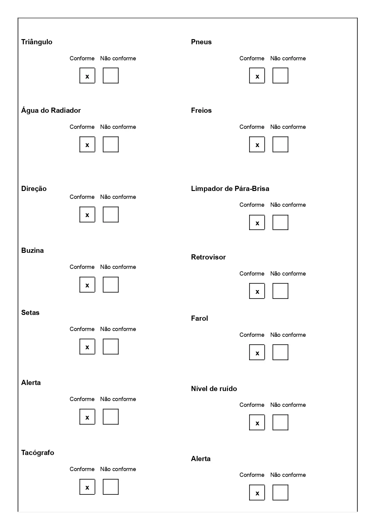 Exemplo de check list de veículos em Word para baixar de graça 04