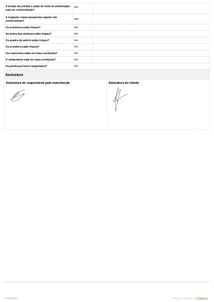 Modelo de Check list manutenção preventiva cftv digital gerada em aplicativo página 02