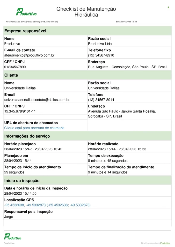 Checklist manutenção hidráulica digital para usar em aplicativo página 01