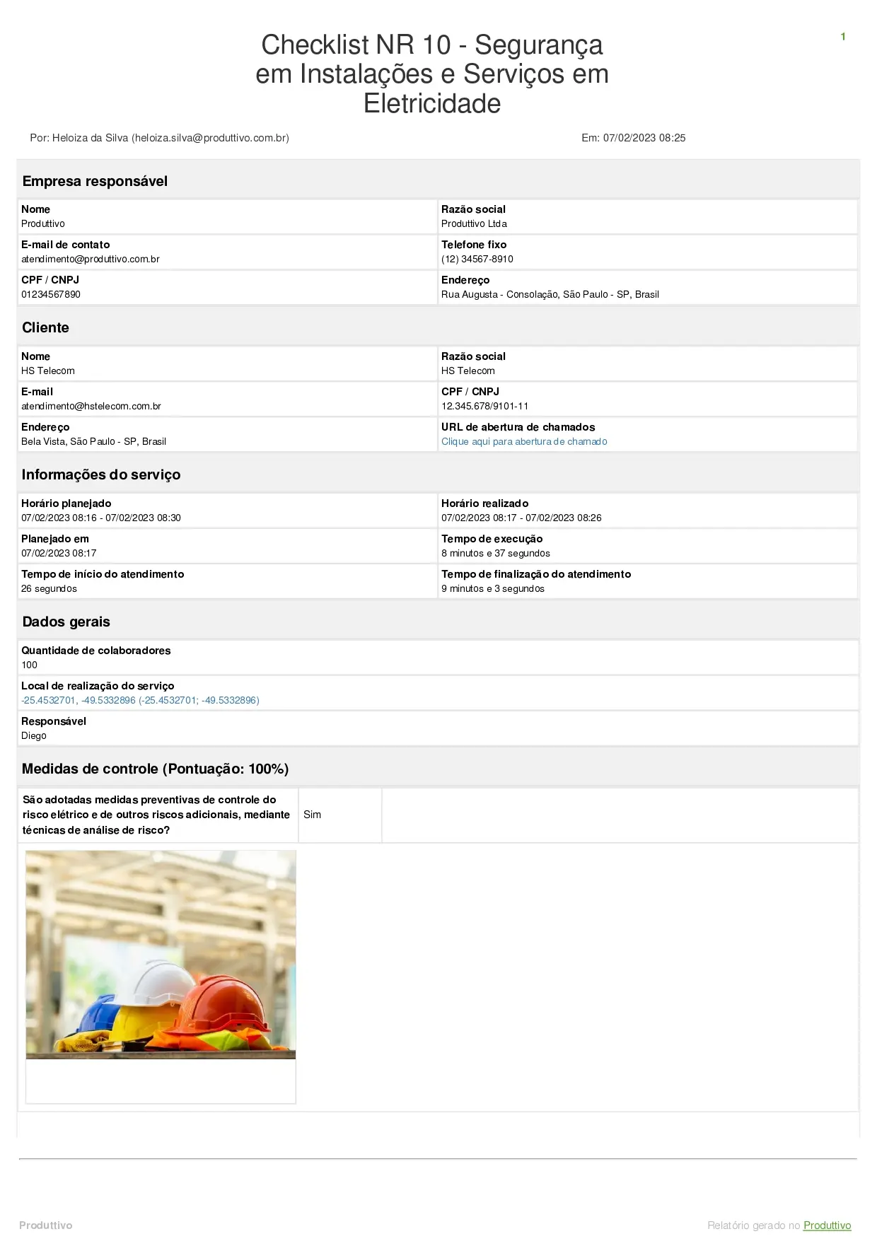 Modelo de Checklist NR 10 digital para usar em sistema página 01