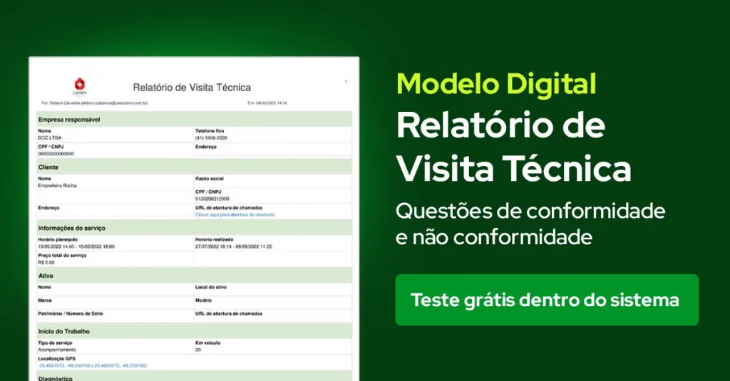 Modelo de Relatório de Visita técnica Digital para usar no sistema do Produttivo