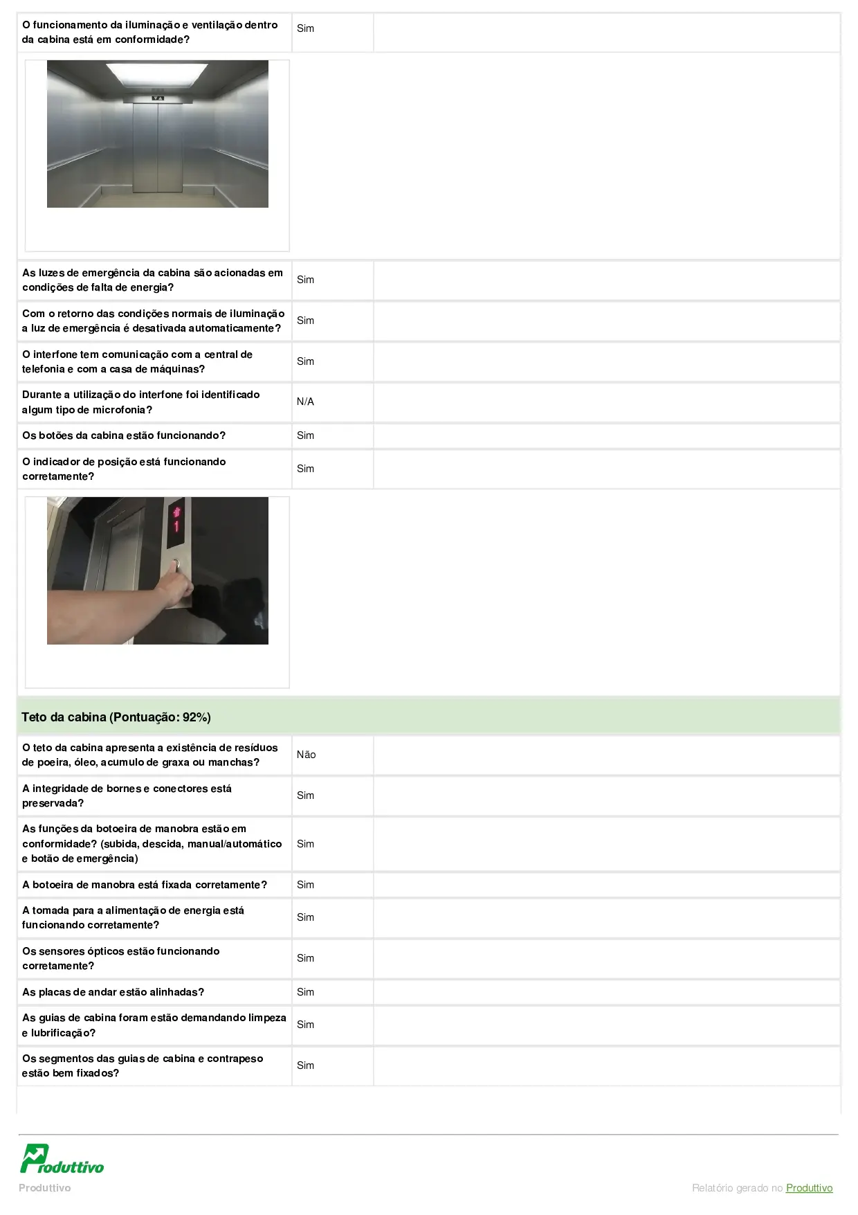 Modelo de checklist de manutenção de elevadores para usar em aplicativo página 02