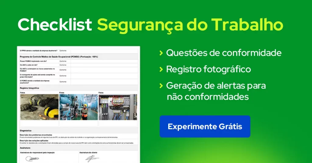 Checklist de segurança do trabalho para usar em aplicativo