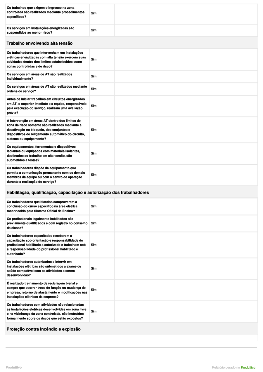 Modelo de Checklist NR 10 digital para usar em sistema página 04