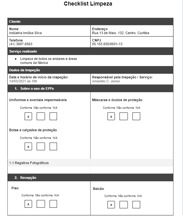 modelo de checklist de limpeza para baixar gratuitamente página 01