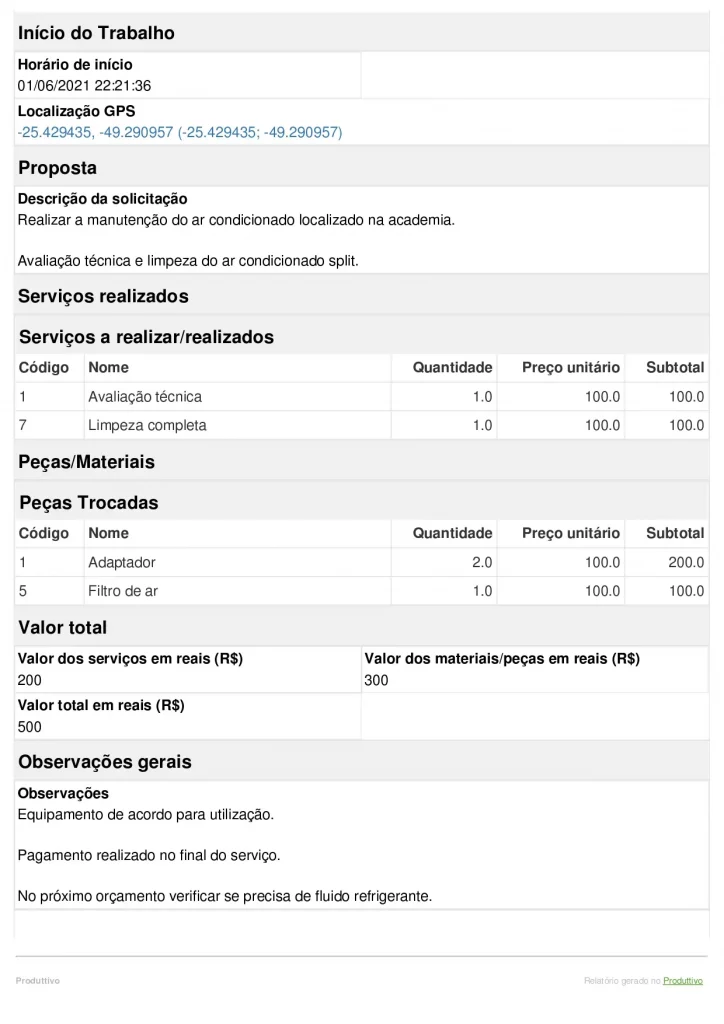 Modelo de orçamento de serviço digital para usar dentro do Produttivo página 02