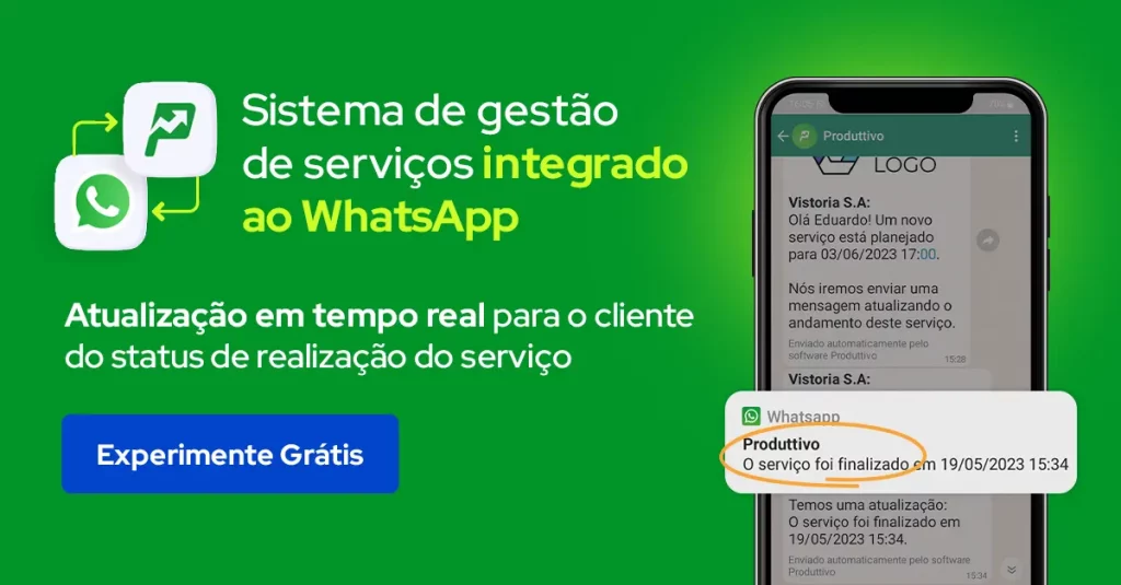 Aplicativo que envia mensagem automática whatsapp para clientes com status do serviço