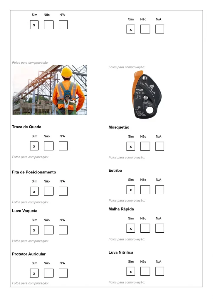 Modelo de Checklist Inspeção de EPI do Kit Checklist e que é possível baixar gratuitamente acessando o link ao clicar na imagem. Página 02 do modelo