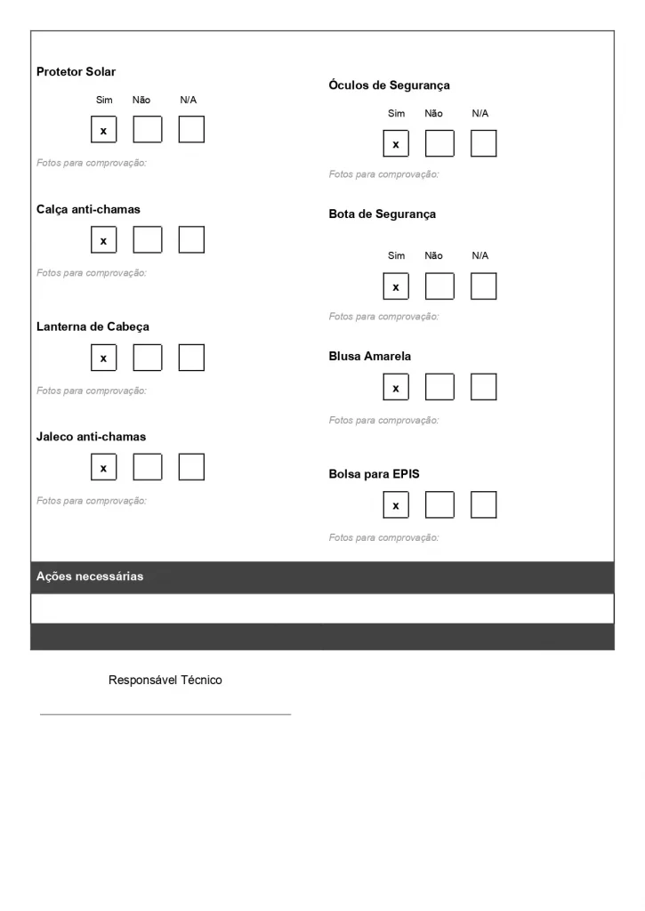 Modelo de Checklist Inspeção de EPI do Kit Checklist e que é possível baixar gratuitamente acessando o link ao clicar na imagem. Página 03 do modelo