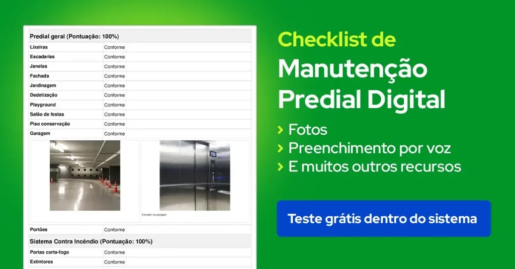 Modelo de checklist de manutenção predial para usar dentro do sistema do Produttivo