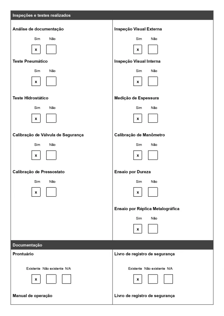 Modelo de Checklist NR 13 para baixar gratuitamente página 02