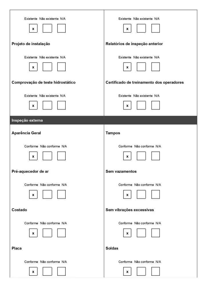 Modelo de Checklist NR 13 para baixar gratuitamente página 03