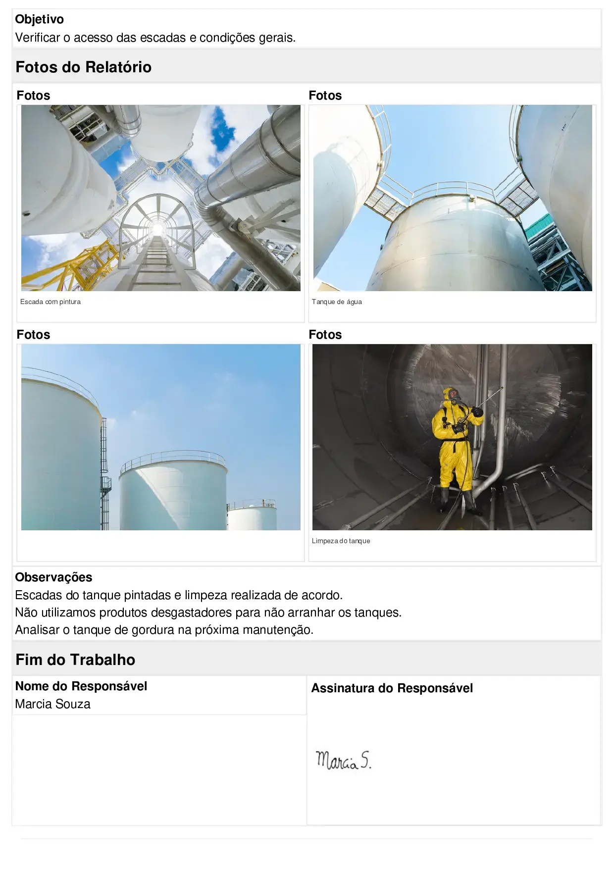 Modelo de Relatório fotográfico para comprovação de de serviço gerado no Produttivo com registros fotográficos e informações preenchidas automaticamente, página 02