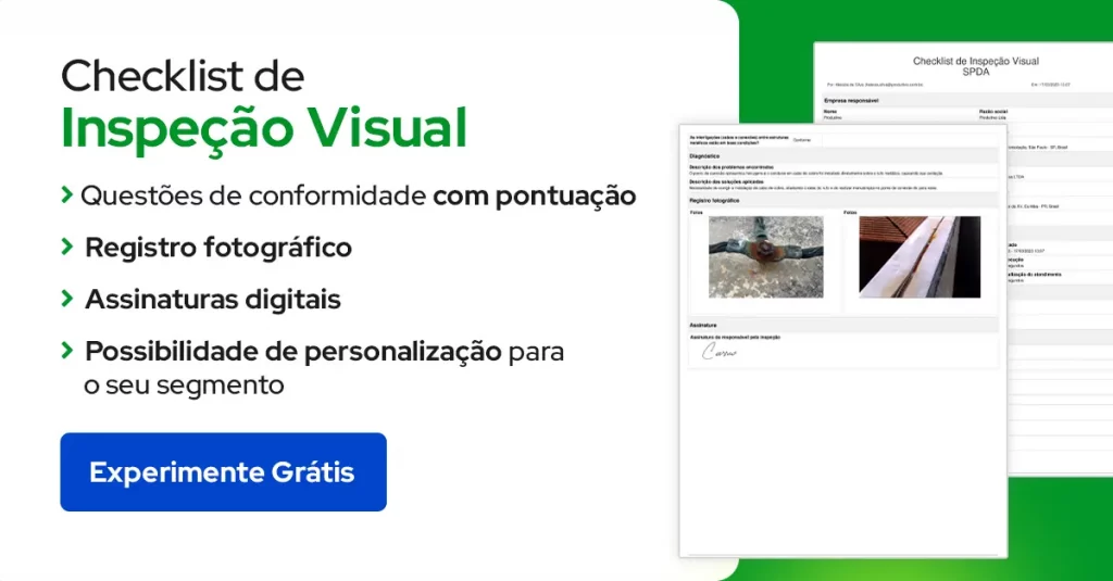 Modelo de checklist de Inspeção Visual digital para usar no sistema do Produttivo