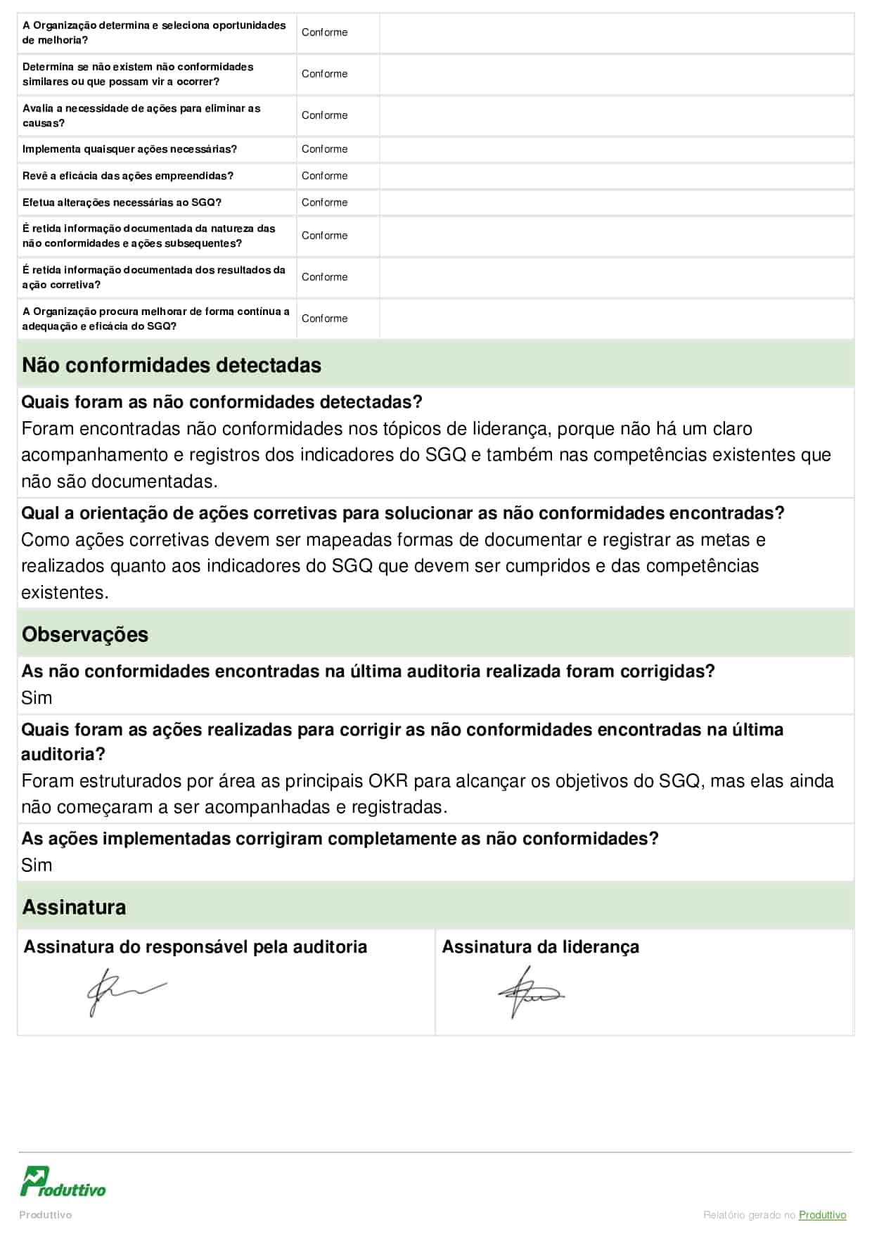 Modelo de checklist ISO digital gerado pelo Produttivo página 12