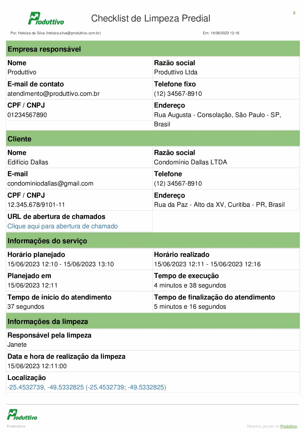 Modelo de checklist limpeza predial digital para usar em aplicativo página 01