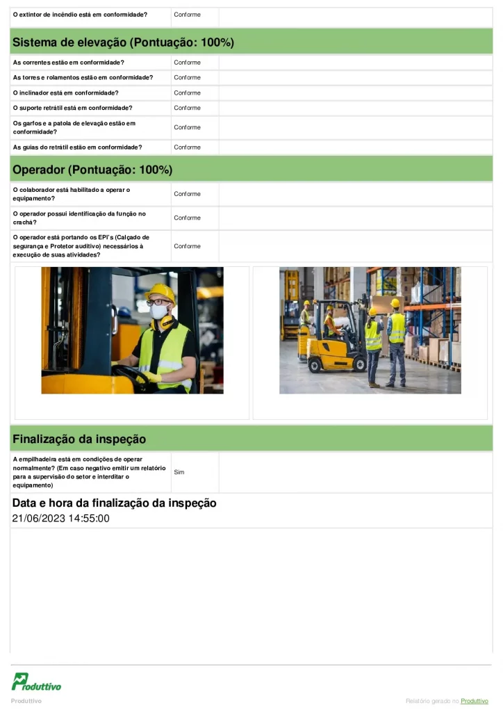 Modelo de check list empilhadeira digital para usar no app do Produttivo, página 04